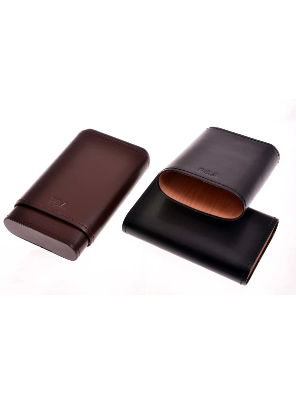 Чехол P&A на 4 сигары Робусто, натуральная кожа и кедр S202-Brown
