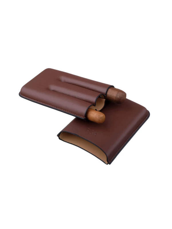 Чехол P&A на 3 сигары Churchill, кожа, коричневый T369-Brown