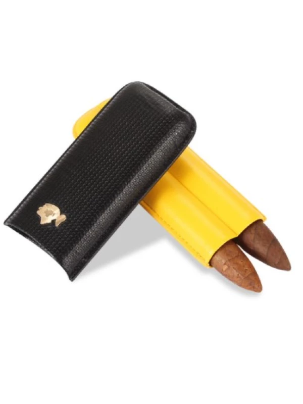 чехол Cohiba на 2 сигары black-yellow