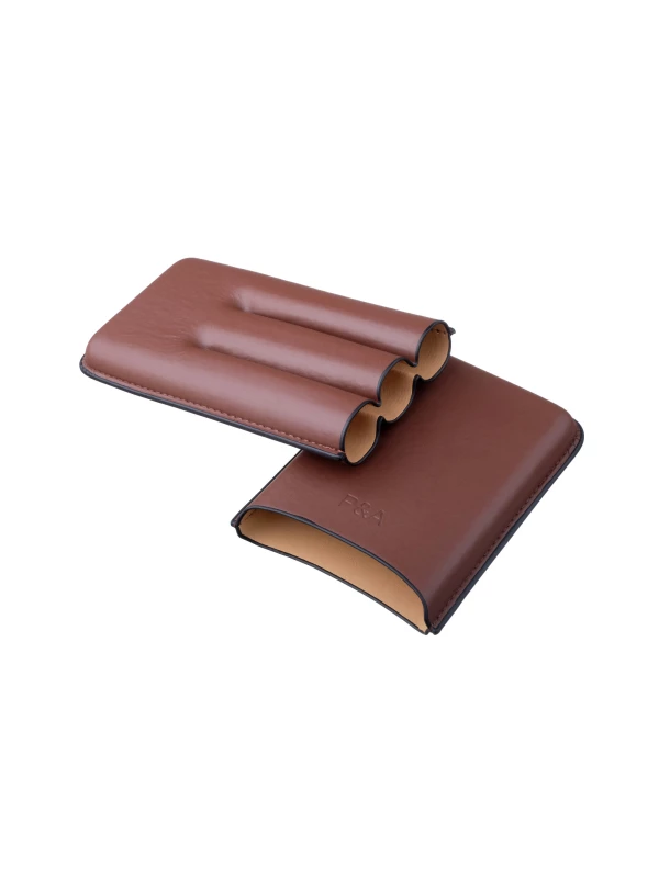 Чехол P&A на 3 сигары Churchill, кожа, коричневый T369-Brown