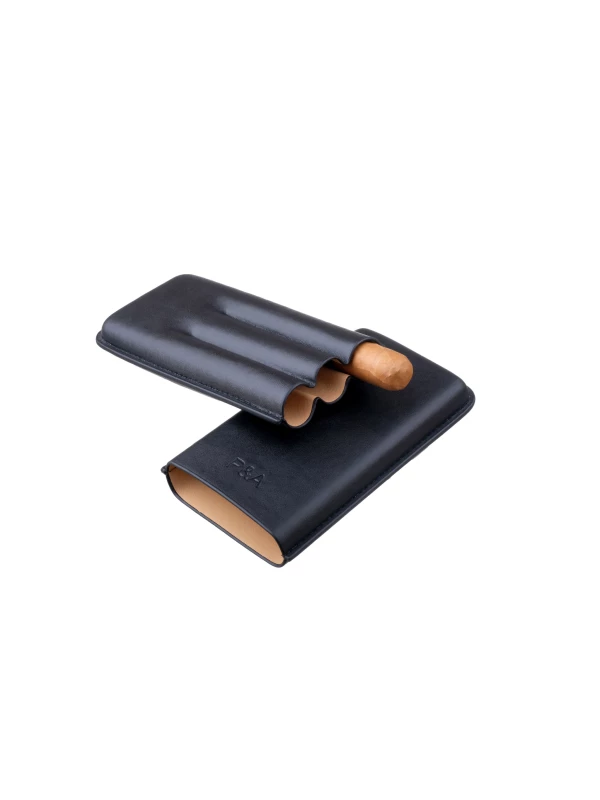 Чехол P&A на 3 сигары Cohiba Behike 56, кожа, черный T1348-Black