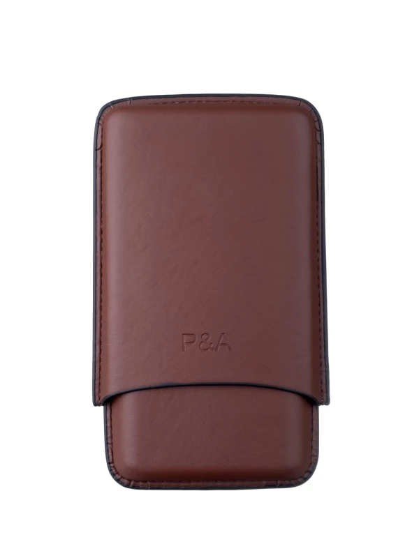 Чехол P&A на 3 сигары Churchill, кожа, коричневый T369-Brown