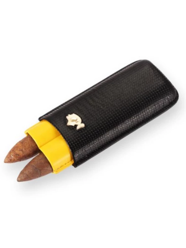 чехол Cohiba на 2 сигары black-yellow