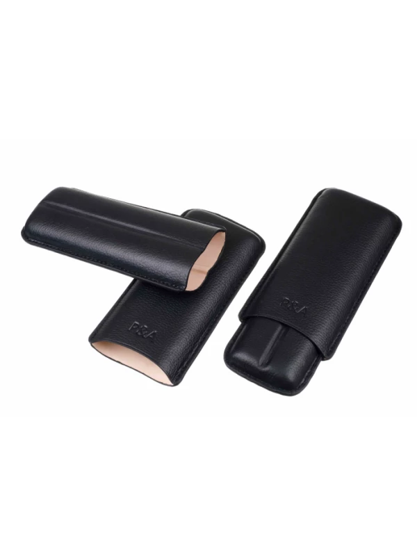 Чехол P&A на 2 сигары Черчилль, натуральная  кожа C120-Black