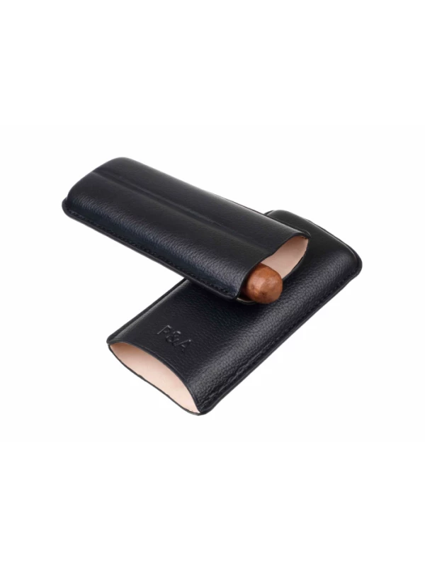 Чехол P&A на 2 сигары Черчилль, натуральная  кожа C120-Black