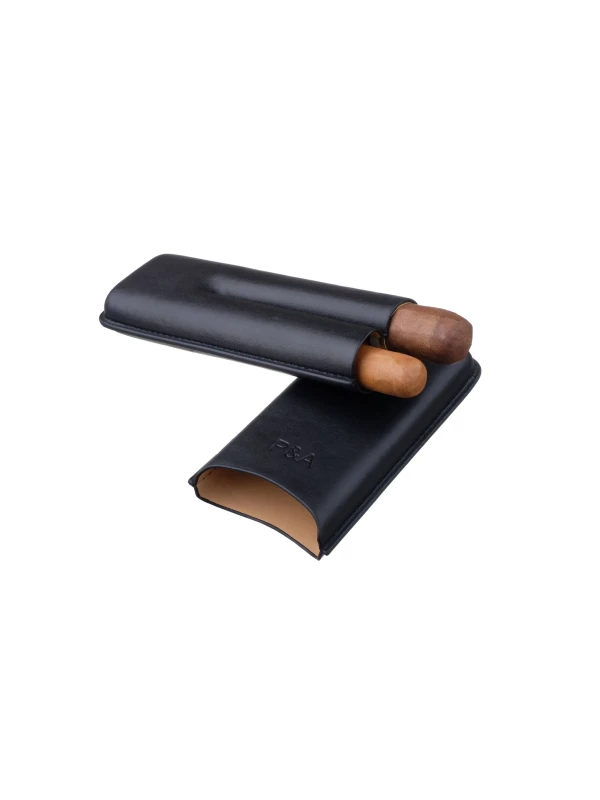 Чехол P&A на 2 сигары Cohiba Beike 56, кожа, черный T1351-black