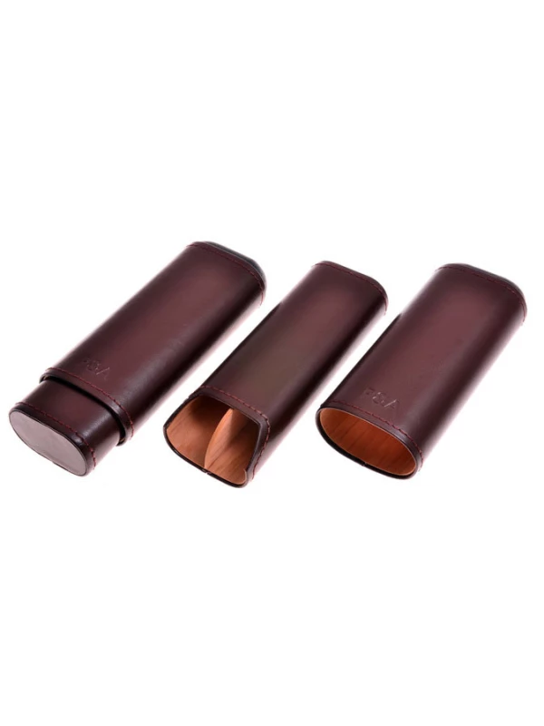 Чехол P&A на 2 сигары Робусто, натуральная кожа и кедр, T1105 Brown