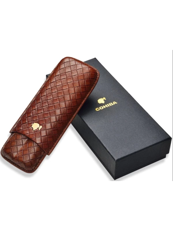 Чехол Cohiba на 2 сигары, натуральная кожа brown