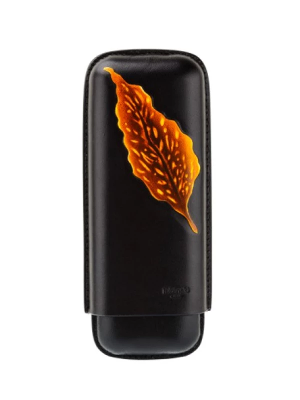 Чехол Lubinski на 2 сигары, натуральная кожа tobacco leaf, black