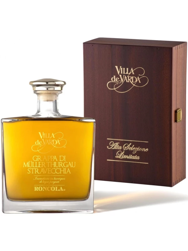 Villa de Varda, Grappa di Muller-Thurgau Stravecchia Roncola, wooden box