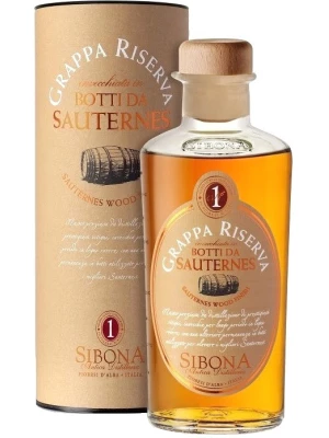 Граппа Sibona, Grappa Riserva Sauternes Wood Finish, in tube 0.5 л