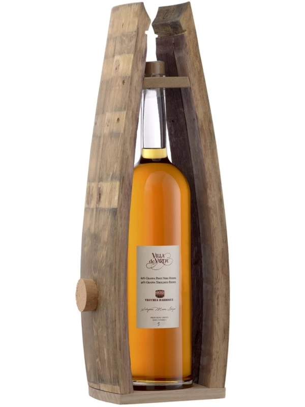 Villa de Varda, Grappa Riserva Vecchia Barrique Selezione Mauro Dolzan, wooden box