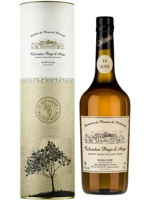 Domaine du Manoir de Montreuil Calvados Pays d'Auge 15 Ans AOC, gift tube