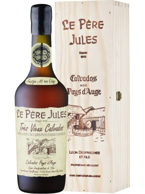Кальвадос Le Pere Jules, 40 Ans Tres Vieux, Calvados Pays d'Auge AOC, wooden box 0.7 л