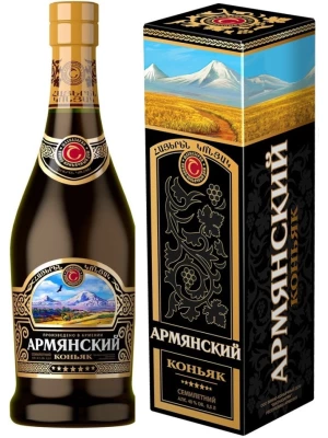 Коньяк Армянский Коньяк 7 звезд, в подарочной коробке (матовая бутылка) 0.5 л
