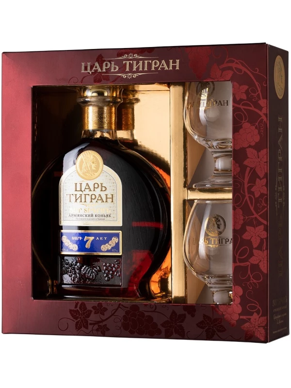 Great Valley, Tsar Tigran 7 Years, gift box with 2 glasses