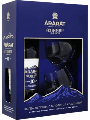 Коньяк Арарат Ахтамар, в подарочной коробке с 2 бокалами 0.7 л