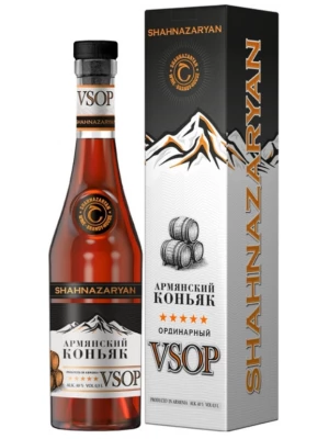 Коньяк Шахназарян, Армянский Коньяк ВСОП, Белая Этикетка, в подарочной коробке 0.5 л