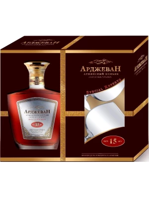 Коньяк Arcon, Arjevan Special Reseve, 15 Years Old, gift box with 2 glasses 0.5 л