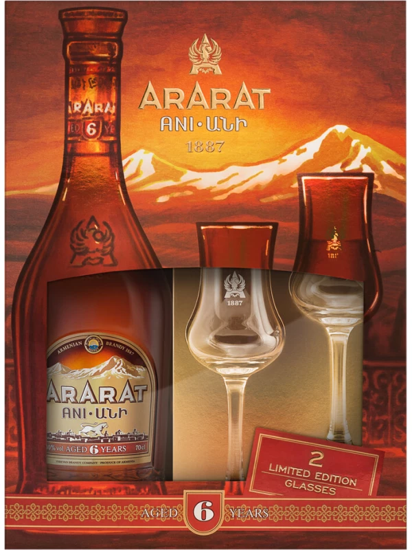 Арарат Ани, в подарочной коробке с двумя бокалами