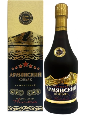 Коньяк Agatat Gold, Armenian Cognac 7 Years Old, matte bottle, gift box 0.5 л