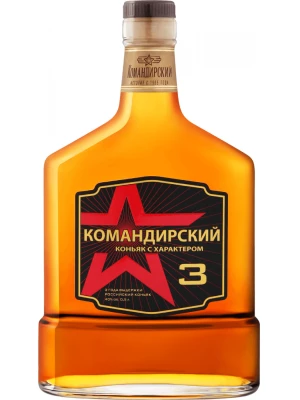 Коньяк Командирский 3-летний, фляга 0.5 л