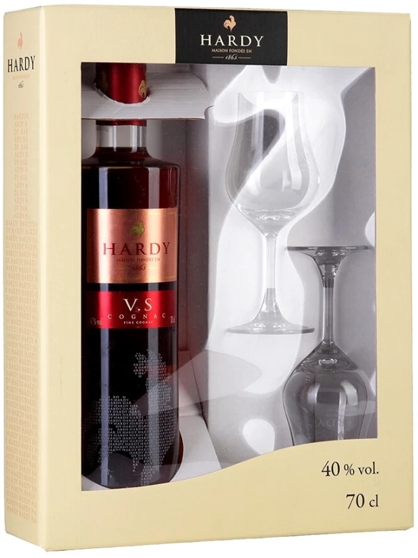 Hardy VS, Fine Cognac, gift set with 2 glasses
