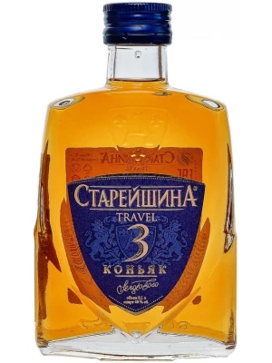 Коньяк Старейшина Трэвел трехлетний, фляга 0.1 л