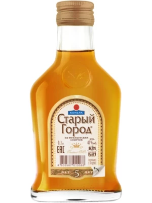 Коньяк Старый город 5-летний, фляга 0.1 л