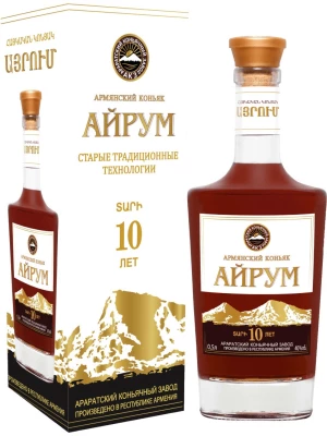 Коньяк Айрум 10-летний, в подарочной коробке 0.5 л
