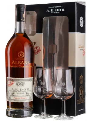 Коньяк A.E.Dor, Albane Grande Champagne, gift set with 2 glasses 0.7 л