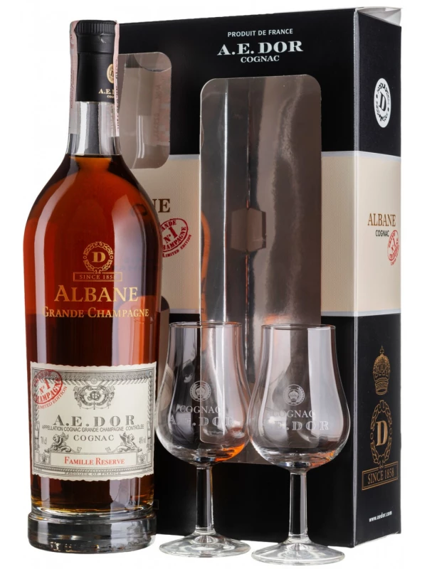 A.E.Dor, Albane Grande Champagne, gift set with 2 glasses