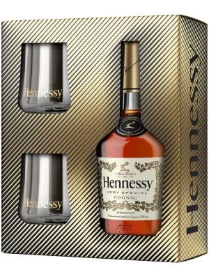 Коньяк Hennessy V.S., gift box with 2 glasses New Year Design