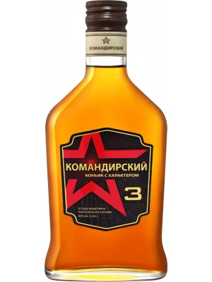 Коньяк Командирский 3-летний, фляга 0.25 л