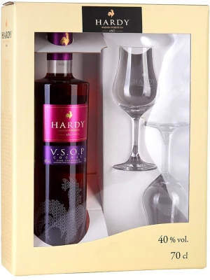 Коньяк Hardy VSOP, Fine Champagne AOC, gift set with 2 glasses 0.7 л