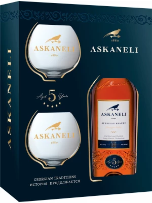 Коньяк Askaneli 5 Years, gift box with two glasses 0.5 л