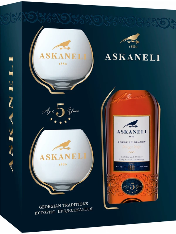 Askaneli 5 Years, gift box with two glasses
