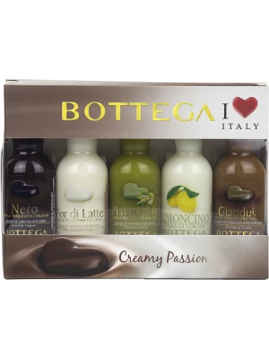 Ликер Bottega, Pistacchio, Nero, Fior Di Latte, Limoncino Cream, Gianduia Fondente Cream, gift set of 5 bottles 0.15 л