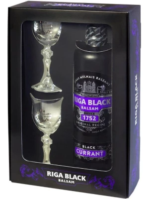 Ликер Riga Black Balsam Currant, gift box with 2 glass 0.5 л