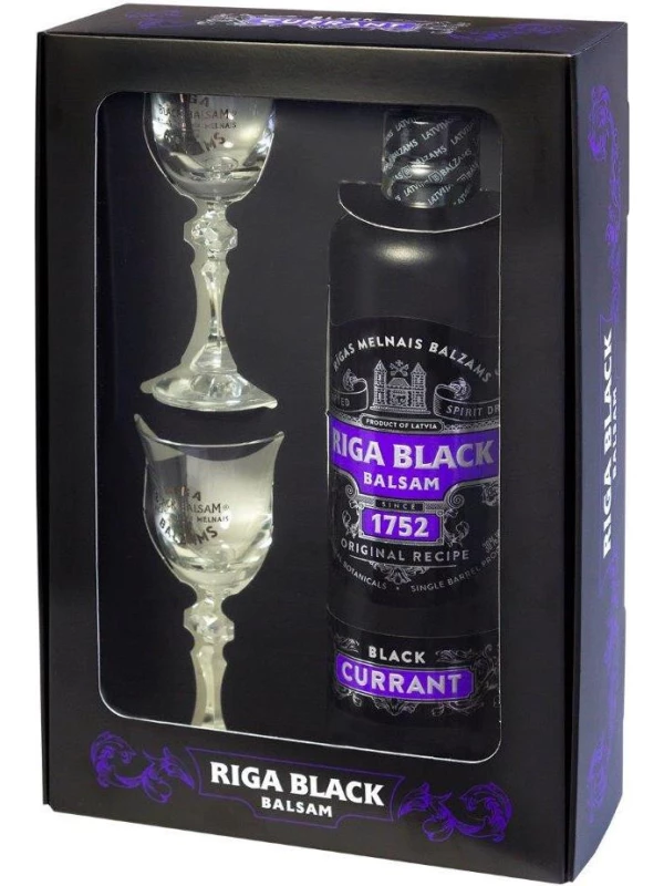 Riga Black Balsam Currant, gift box with 2 glass