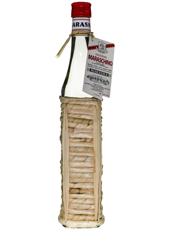 Maraska, Zadarski Maraschino, braided straw wrapped bottle