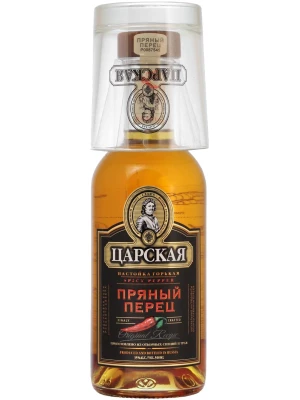 Ликер Царская Пряный Перец, настойка горькая, со стаканом 0.5 л