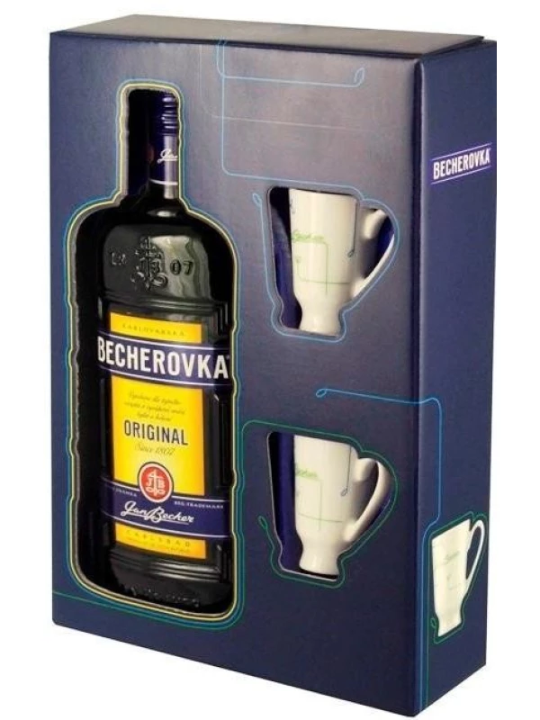 Becherovka, gift box with 2 cups