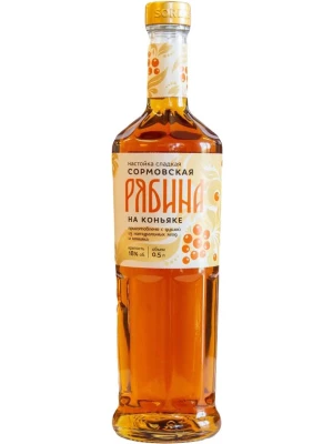 Ликер Сормовская Рябина на коньяке, настойка сладкая 0.5 л