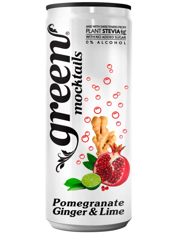 Green Mocktails, Pomegranate, Ginger & Lime, in can
