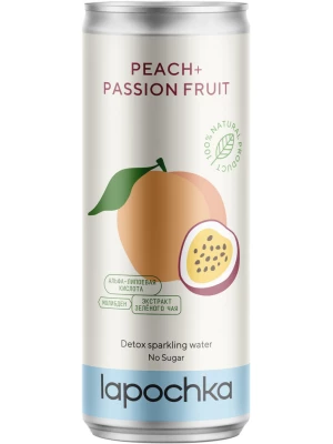 Лимонад Lapochka Peach + Passion Fruit, in can 0.33 л