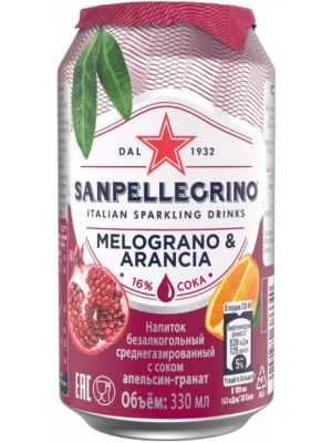 Лимонад S. Pellegrino Melograno e Arancia, in can 0.33 л