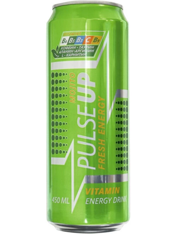 PulseUP Fresh Energy Mojito, Vitamin Energy Drink, in can
