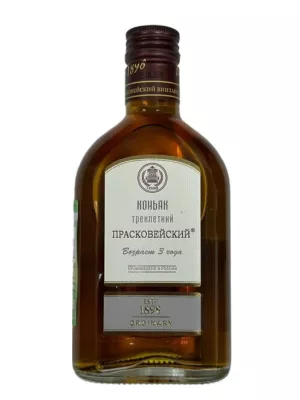 Коньяк Прасковейский трехлетний ,Три звёздочки 0.25 л