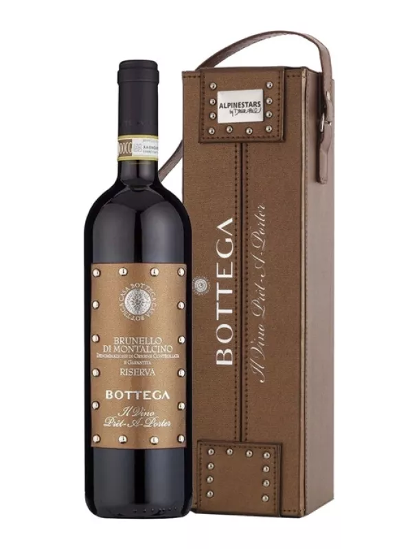 Bottega, Il Vino Pret-A-Porter Brunello di Montalcino DOCG Riserva, leather box
